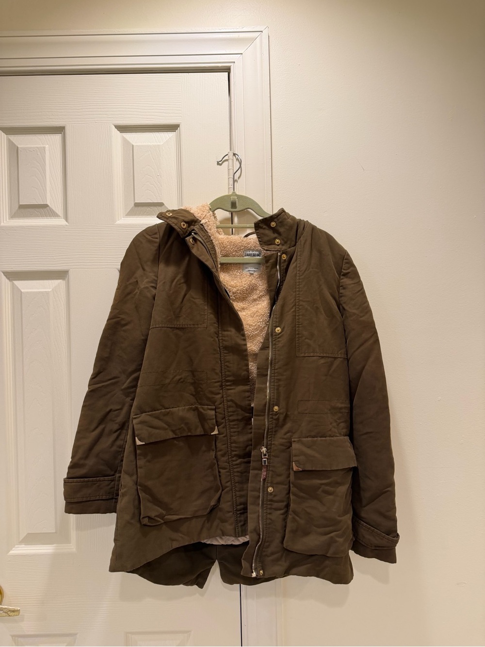 Brown Sherpa-Lined Parka Jacket
